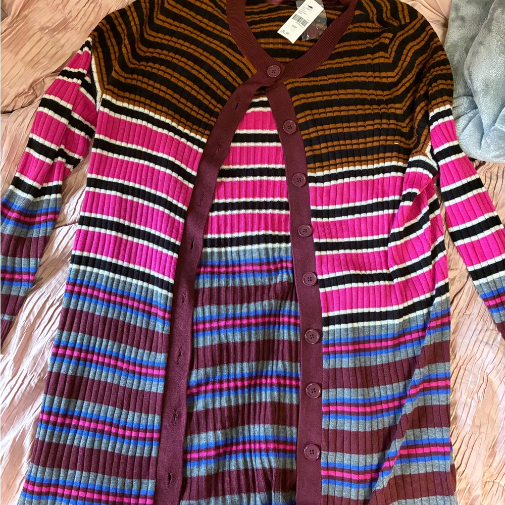 Striped Multicolor Women's Cardigan Sweater